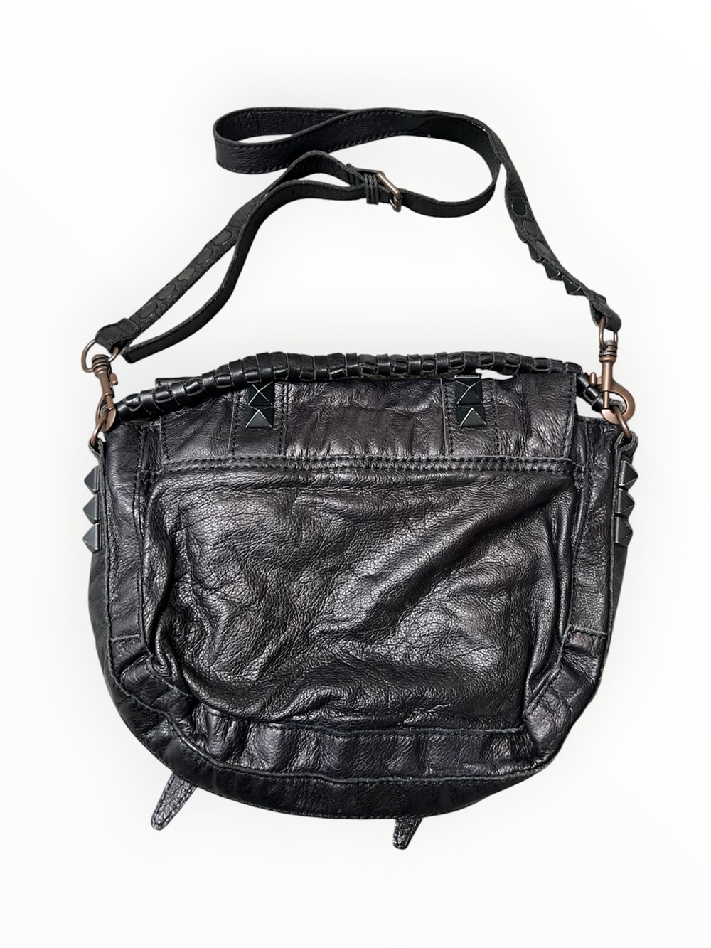 Liebeskind Berlin Leather Flap Studded Crossbody Satchel in Black - Picture 3 of 3
